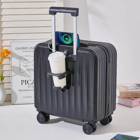 JINYI Original Factory Wholesale 18 Inch Abs Suitcase Bags Travel Trolley Luggage Bags With Cup Holder