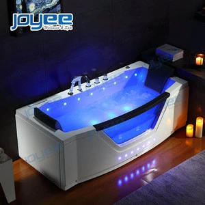 JOYEE 1-2 Person Whirlpool Bathtub with Air Bubble Jets 2 PU Pillow Jacuzzi Function Bath Tub Shower Set Massage Bathtub