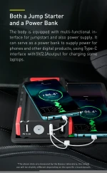 Jump Starter Portable 400a Start 800a Peak Current Powerbank Jump Starter With Usb Cable And Different Adapters
