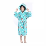 kids children soft terry long organic cotton hooded bathrobes