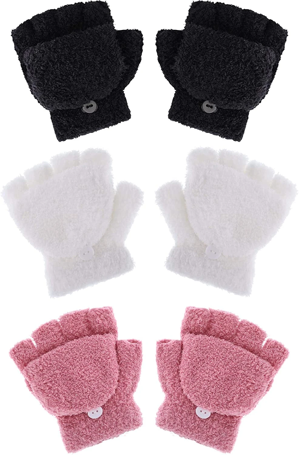 Kids Gloves Full Fingers Knitted Fluffy Fairy Gloves Warm Mitten Winter Gloves