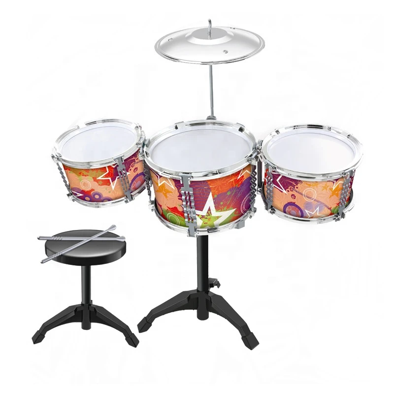 Kids musical jazz drums set 3 colors with color box