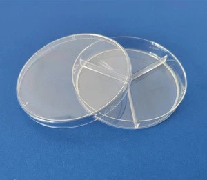 Lab use Plastic three compartment cell culture dish segmented Culture Petri Dish