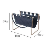 Leather Magazine Rack Holder Decorative Metal Desktop Magazine Holder Standing Rack for Magazines Newspapers