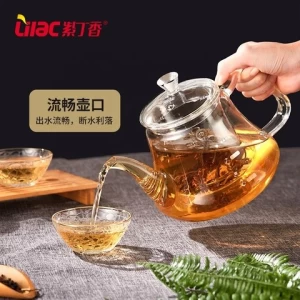 Lilac Free Sample 1500ml/1300ml/1100ml high quality handcrafted custom-made borosilicate heat resistant glass teapot and lid
