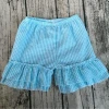 little girls summer wear clothes new fabric seersucker shorts children double ruffle shorts