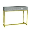 Luxury shagreen faux leather console table with stainless steel stand in KD