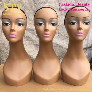 mannequin head brown skin female mannequin head bust mannequin wig head makeup Green eye shadow