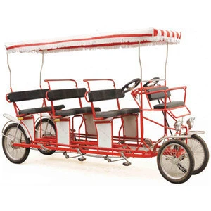 Manufacturer Wholesale 4 Wheel Bicycle for 4 Adults, Best selling Tandem Bicycle 6 person Surrey Bike With Baby Seats