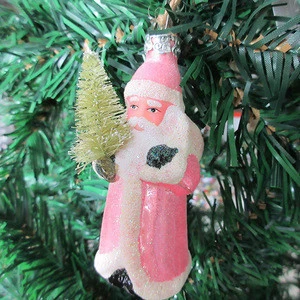 Manufacturers promotional Hand blown craft Christmas Santa Claus hanging Holiday decorations Party Supplies