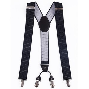 Mens Black Suspenders Wide Adjustable Elastic Leather Braces Y Shape With Strong Clips