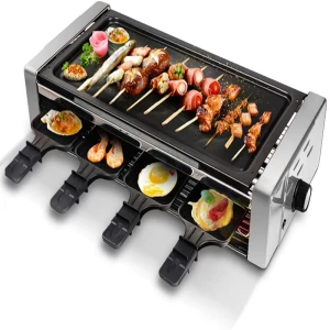 Mini Pans, 1500W Griddle with Non-Stick Coating Grill Plate with Flat &amp; Ridged Surfaces Indoor electric bbq Raclette Grill