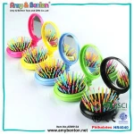 Mini Portable Folding Health Massage Brush Hairbrush Comb with Mirror