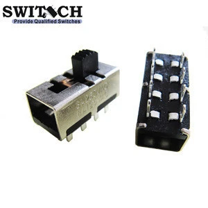 Miniature Right Angle Metal Red Dip Slide Switches with Vertical Terminals for PCB Board Home Appliance