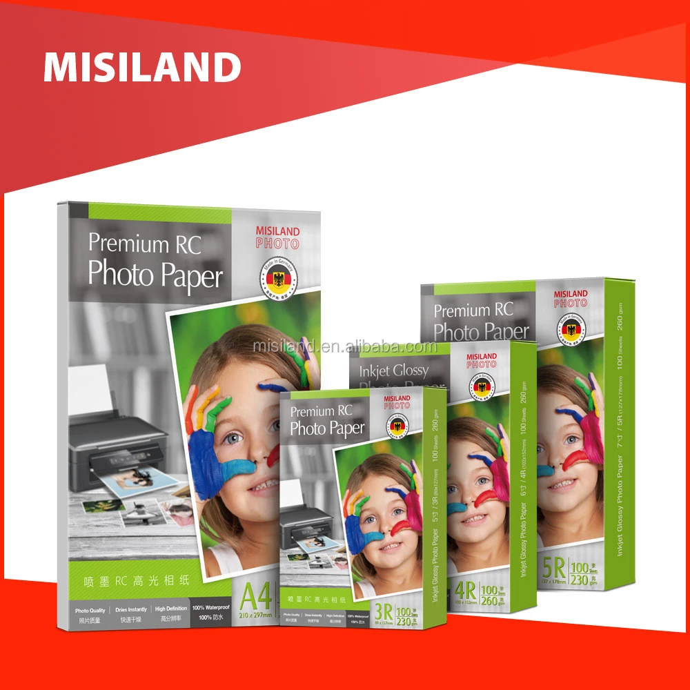 MISILAND Factory hot sales waterproof high Glossy Cast Coated Inkjet Photo Paper 115g 135g 160g 180g CC 200g 230g 260g