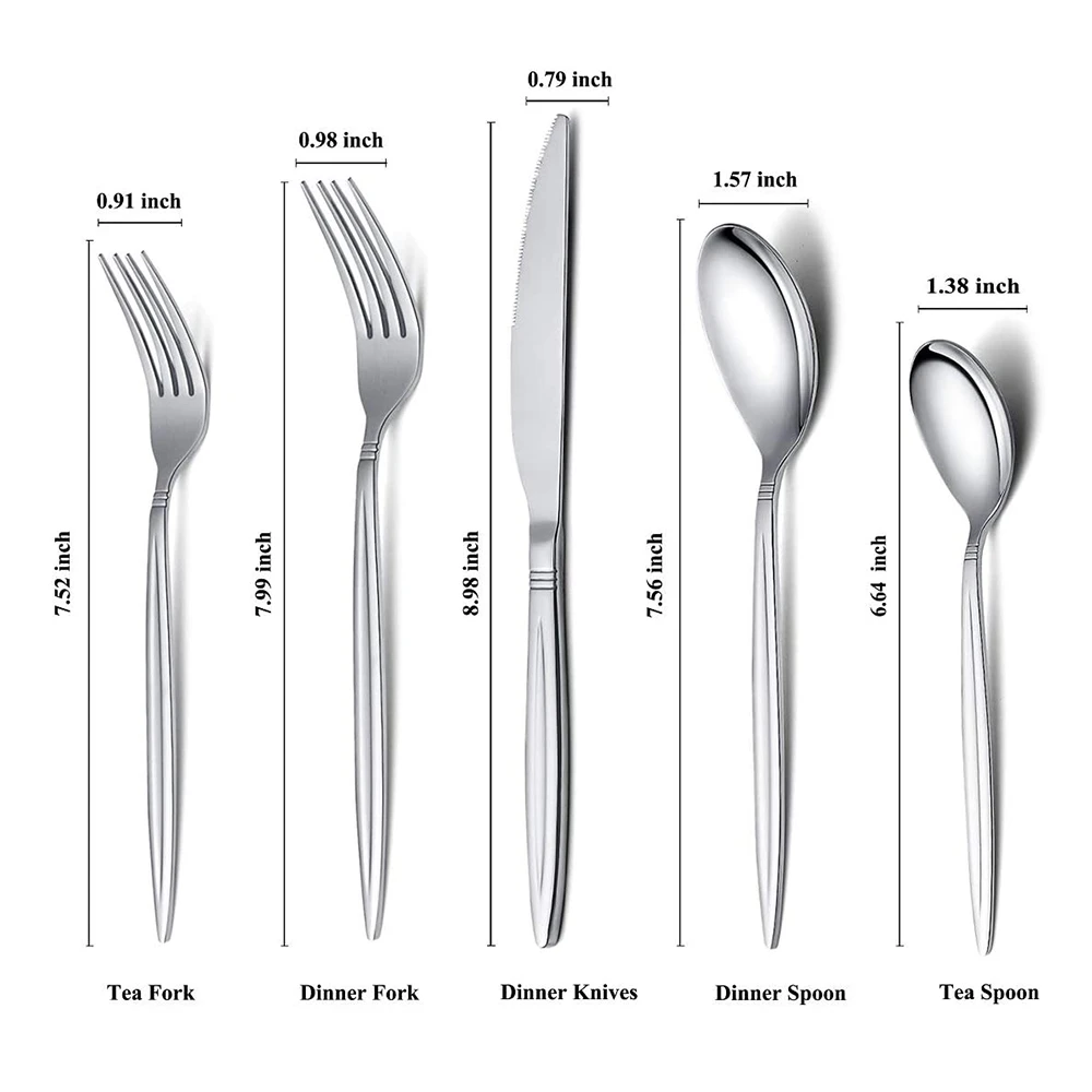 Modern dinner metal spoon fork set cutlery stainless steel portable cutlery steak knife flatware