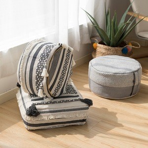 Moroccan Fabric Made Wholesale Pouf Stool Decorative Round Pouf&amp;Ottoman for foot rest