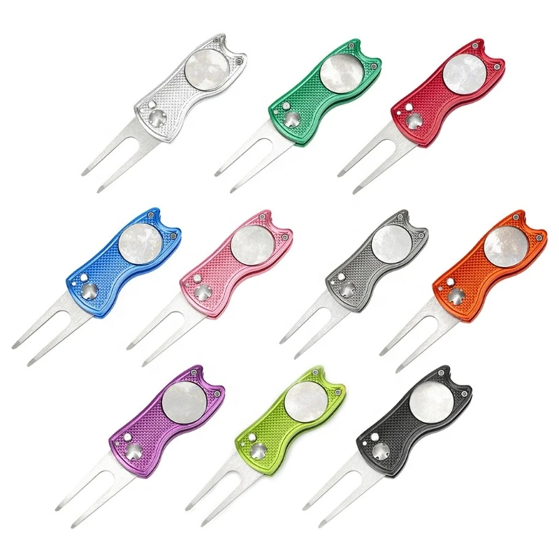 Multifunctional repair tool different Plated Color custom golf divot tool with golf ball marker