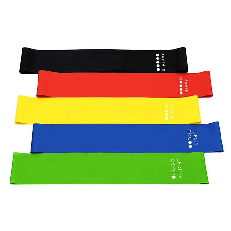 Natural Latex 5 in 1 Exercise Bands Resistance Loop Resistance Bands with Levels &Instruction