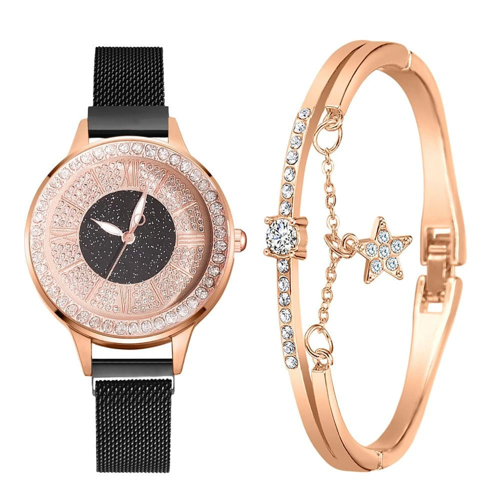 New 2019 fashion bracelet stylish quartz watch magnetic watch girl