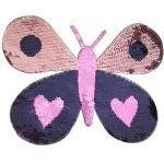 NEW Blue/PinkButterfly Reversible Sequins Sew On Patch for clothes DIY Crafts Coat Sweater Embroidered Paillette Patch Applique