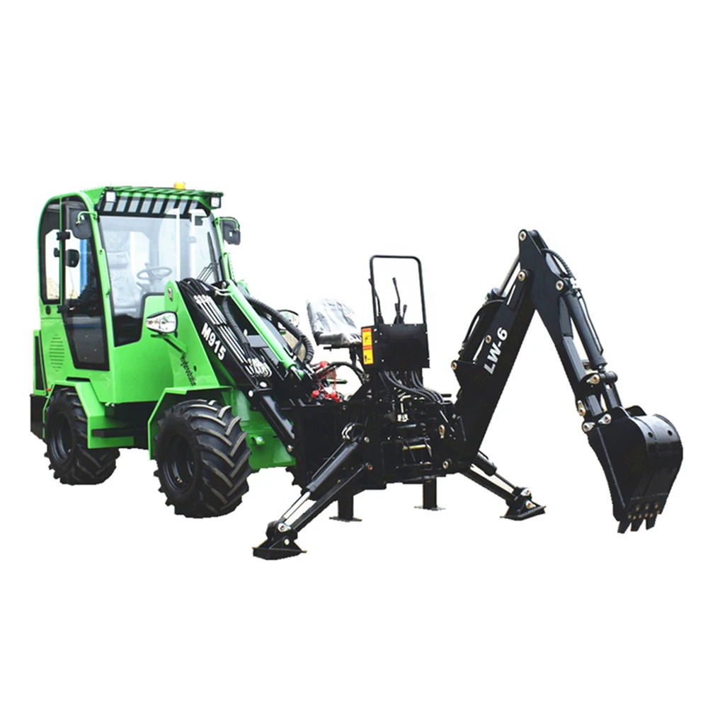 New design M915 small loader with skid loader attachments swing arm backhoe digger