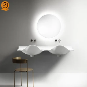 New Design oval unique wash basin countertop white solid surface bathroom sinks