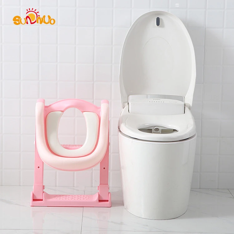 NEW design potty training seat with Anti-Slip Pads Ladder portable kids toilet seat baby potty chair with Adjustable Ladder