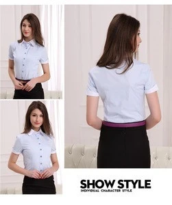 New Design women&#039;s short sleeve shirt ladies business blouse
