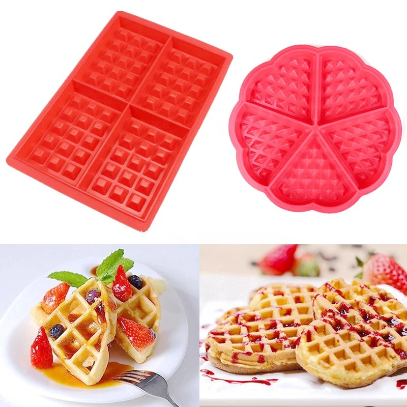 New DIY Silicone Waffle Mold Non-stick Kitchen Bakeware Cake Mould High-temperature Baking Set Bakeware Cooking Tool