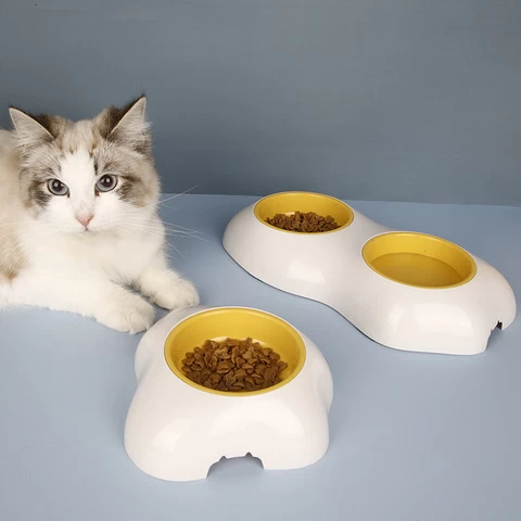 New drink water pet single double dog bowl cat food feeder anti-spill dog cat water bowl