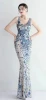 new evening dress womens long sleeve deep v sequins off-the-shoulder  womens evening dress