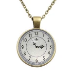 New Fashion vintage clock pocket watches Glass Cabochon Jewelry Silver Bronze Short Long Chain Necklace for Women Girls Gift
