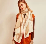 New knitted double color plus gold silk shawl comfortable scarf warm neck stitching