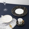 New products decal printed luxury marbling dinnerware bone china dinner set with gold rim