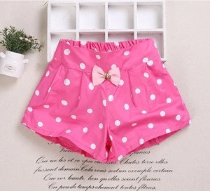 New style baby girl woven shorts with hot sale and sweet colors point prints 100% cotton baby summer wear for 1-4T