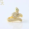 New Trendy Design HipHop Jewelry Solid 14K Gold Labgrown Diamond Bling Bling Emerald Eye Snake Finger Ring