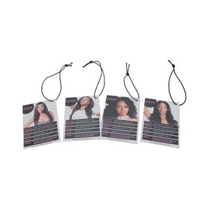 Newest black paper garment hang tags clothing swing tag  virgin curly hair extension tag