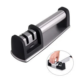 Newly Style Knife Sharpener for Straight and Serrated Knives, 2-Stage Diamond Coated Wheel System