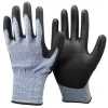 NMSAFETY 13 gauge cut resistant level 5 HPPE liner coated black PU safety glove