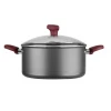 Non stick aluminum round casserole with glass lid N22 - 4lt.Soft touch bakelite handle