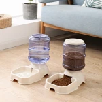 Novel Design Transparent Storage Bottle Gravity Supply System White Pink Blue Beige Automatic Cat & Dog Feeder Set