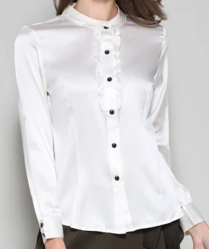 oem clothing custom silk satin/charmeuse 100% pure silk shirt women buttons up with long sleeve