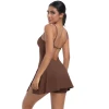 OEM Design Womens Anti-Running Light Sports Tennis Dress Breathable Chest Pad Beautiful Back Strap Yoga Golf Fitness Skirt Sets
