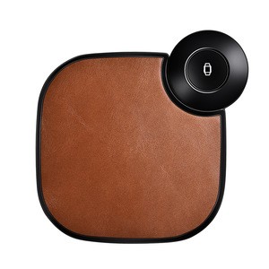 OEM Support 2 in 1 Brown Genuine Leather Wireless Charger for iWatch AirPods for Apple Watch