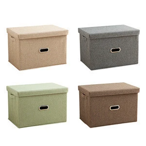 OEM/ODM Welcome Household Foldable Cotton &amp; Linen Fabric Storage Bins Clothes Toys Books Organizer Storage Box with Lid