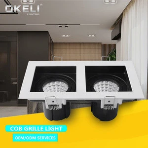 OKELI Building Project Grille Light Square White housing CE RoHs certificate COB Adjustable 360 Degree Recessed Down light 8w  100*100