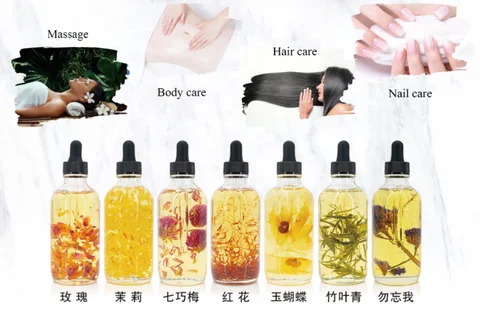 Organic Petal Massage Essential Oil Bodyworks Aromatherapy 100 % Natural Oil with Plants 2 Years Multi Use Oil OEM/ODM 10pcs