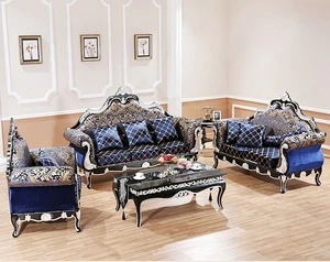 Palais Royale Traditional Luxury Wood Trim Sofa Set Rococo Living Room Furniture