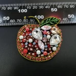 Pearl Crystal Rhinestone Apple Patches for Clothing Iron on Clothes Appliques Badge Stripes Fabric Sticker Apparel Accessories
